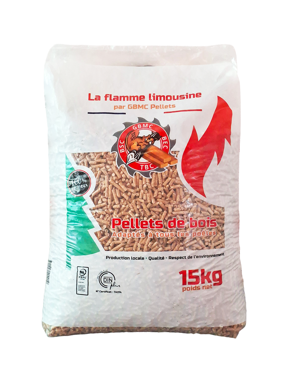 Lot de 5 sacs de 15kg de Pellets La Flamme Limousine