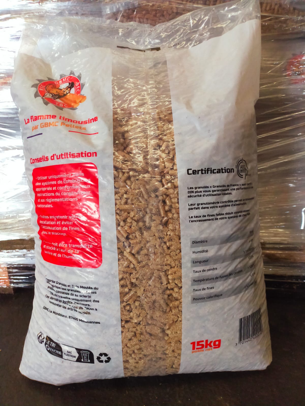 Lot de 5 sacs de 15kg de Pellets La Flamme Limousine